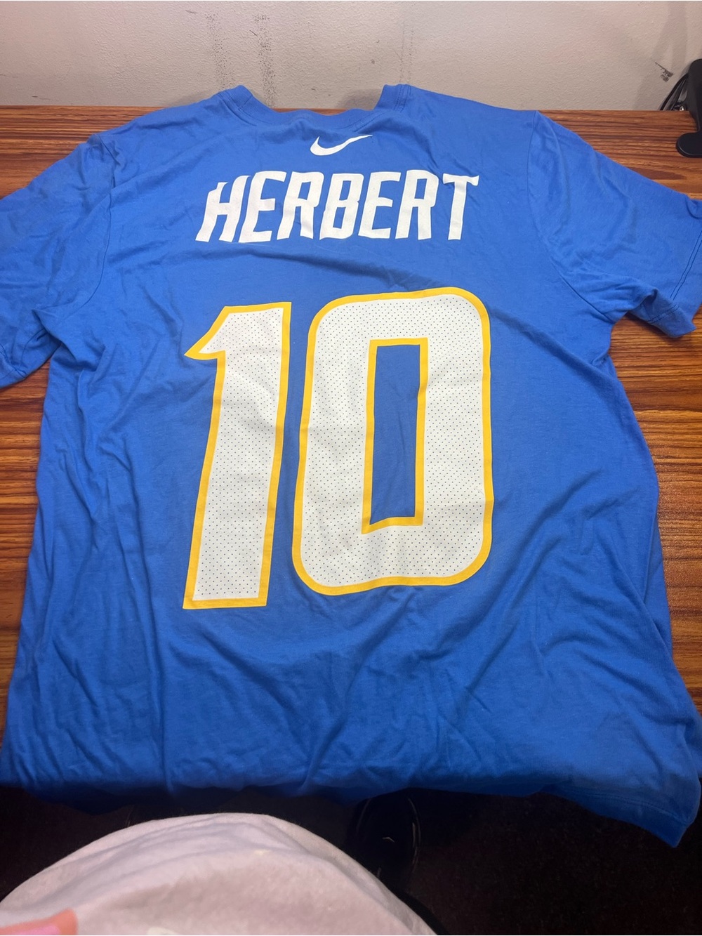 Nike Blue Herbert #10 Football Tee with White and Yellow Accents